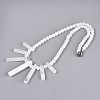 Natural Quartz Crystal Round Beaded Fan Bib Necklaces NJEW-N064-04J-2