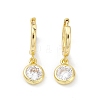 Flat Round Rack Plating Brass Cubic Zirconia Hoop Earrings EJEW-K245-22G-1