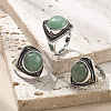 Natural Green Aventurine Adjustable Rings G-P560-03AS-03-1