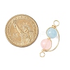 Copper Wire Wrapped Natural Rose Quartz & Dyed Blue Quartz Round Beded Links Connector Charms PALLOY-JF04678-01-2