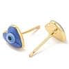 Enamel Heart with Evil Eye Stud Earrings EJEW-E274-02G-06-2