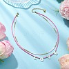 Valentine's Day Glass Beaded Double Layer Necklaces NJEW-MZ00074-1