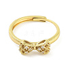 Bowknot Brass Micro Pave Clear Cubic Zirconia Adjustable Rings RJEW-S416-03G-2