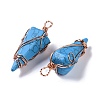 Synthetic Turquoise Dyed Copper Wire Wrapped Big Pendants G-B073-02RG-07-2