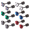  12Pcs 6 Colors Cubic Zirconia Diamond Stud Earrings EJEW-TA0001-09-11