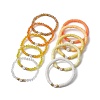 10Pcs Polymer Clay Disc & Glass & Brass Beaded Stretch Bracelets Set BJEW-JB09676-03-4