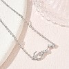 Brass Micro Pave Clear Cubic Zirconia Moon Star Link Bracelets KK-CBA6980-25P-2