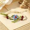 Adjustable Handmade Porcelain Flower Polyester Cord Braided Bead Bracelets for Women WG32CA4-02-2
