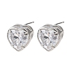 Brass Micro Pave Clear Cubic Zirconia Stud Earrings EJEW-C174-02A-P-4
