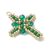 Glass Seed Beaded Cross Pendants PALLOY-MZ00826-07-3