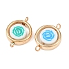 CCB Plastic Frame with Polymer Clay Flower Beads Flat Round Links Connector Charms KK-D103-10E-G-2