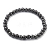 Brass Round Beaded Stretch Bracelets for Men Women BJEW-G736-01-4