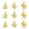 9Pcs 3 Style Brass Micro Pave Clear Cubic Zirconia Pendants KK-CJ0002-81-1