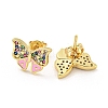 Bowknot Real 18K Gold Plated Brass Stud Earrings EJEW-L269-097G-02-2