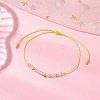 Natural Round Citrine Beads Braided Bead Bracelets for Women BJEW-JB11655-01-1