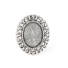 Vintage Adjustable Iron Flower Finger Ring Components Alloy Cabochon Bezel Settings PALLOY-O036-21AS-3