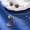 Yin-yang 304 Stainless Steel Rhinestone Pendant Necklaces & Bracelets & Stud Earrings Sets for Women SJEW-C004-17G-1