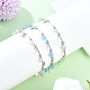 3Pcs 3 Colors 201 Stainless Steel Moon Star & Natural Dyed Malaysia Jade Round Charm Brass Bar Link Chain Anklets AJEW-AN00732-1