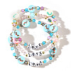 3Pcs Christmas Theme Handmade Polymer Clay & Glass Bicone Beads Stretch Bracelet Sets QY3550-2-1