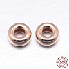 Real Rose Gold Plated Flat Round 925 Sterling Silver Spacer Beads STER-M103-02-4.5mm-RG-2