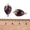 Natural Amethyst Faceted Teardrop Connector Charms G-B081-03G-05-3