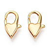 Brass Heart Lobster Claw Clasps KK-N254-14G-1