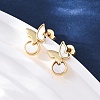 Butterfly Brass Shell Stud Earrings KK-D363-22G-1