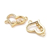 Rack Plating Brass Micro Pave Clear Cubic Zirconia Heart Connector Links KK-Z064-44G-2