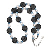 Dyed Natural Lava Rock & Round Synthetic Turquoise & Imitation Pearl Beaded Necklaces GG-CBA922D-07B-4