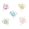 5Pcs 5 Colors Electroplated Natural Quartz Copper Wire Wrapped Pendants PALLOY-TA00429-1