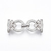 925 Sterling Silver Micro Pave Clear Cubic Zirconia Fold Over Clasps STER-T008-01P-1