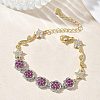 Brass Micro Pave Cubic Zirconia Link Chain Bracelets for Women BJEW-C156-04C-01GP-2