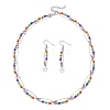 Chakra Glass Beads Dangle Earrings & Necklaces Sets SJEW-JS01364-2