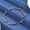 304 Stainless Steel Heart Link Chains Bracelets for Men & Women BJEW-D042-37P-3