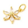 Flower Rack Plating Brass Micro Pave Cubic Zirconia Pendants Charms KK-S396-13B-2