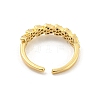 Wheat Brass Micro Pave Clear Cubic Zirconia Open Cuff Rings RJEW-G309-22G-3