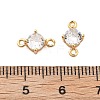 Brass Clear Cubic Zirconia Connector Charms KK-G516-10G-3