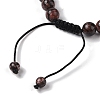 8mm Round Natural Rhodonite Braided Bead Bracelets BJEW-C067-01B-13-4