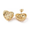 Cubic Zirconia Heart Stud Earrings EJEW-C008-21G-02-2