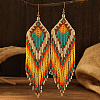 Bohemian Style Geometric Glass Seed Bead Handmade Tassel Dangle Earrings for Women TY9930-1