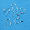 Platinum Plated Sterling Silver Earring Hooks for Half Drilled STER-K014-H908-3mm-P-3
