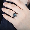 Rhombus Alloy Rhinestone Finger Ring Set for Women PW-WG51C17-03-4