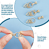 DICOSMETIC 8Pcs 4 Styles Flat Round & Butterfly Brass Clear Cubic Zirconia Fold Over Clasps KK-DC0001-64-4
