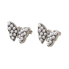 Rack Plating Butterfly Brass & ABS Imitation Pearl Stud Earrings EJEW-I310-14P-2