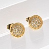 Brass Micro Pave Clear Cubic Zirconia Stud Earrings EJEW-D305-15G-1