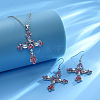 Bohemian Style Cross Alloy Rhinestone Pendant Necklace & Dangle Earrings Sets FS-WGD7F08-01-5