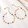 Brass Enamel Clover Link Chain Bracelets BJEW-JB13025-1