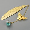 Golden Tone Brass Feather Bookmarks AJEW-WH0020-55G-05-2