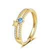 Brass Micro Pave Cubic Zirconia Adjustable Rings for Women PW-WG8A4DE-02-1