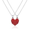 Valentine's Day Stainless Steel Magnetic Heart-shaped Couples Necklace Set with Peach Heart Pendant RE7695-9-1